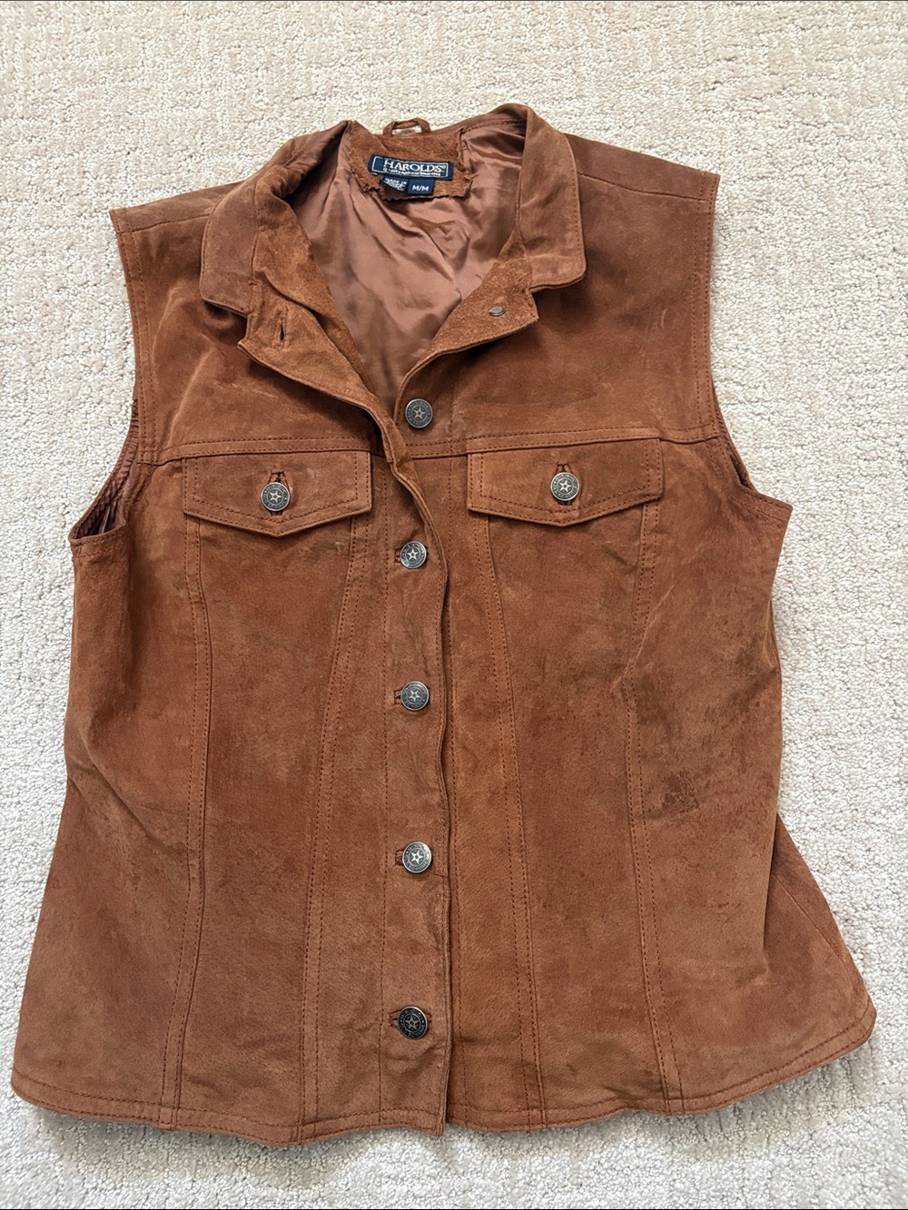 Harold's Brown Suede Leather Vest Women's Medium Summer Fall Winter
